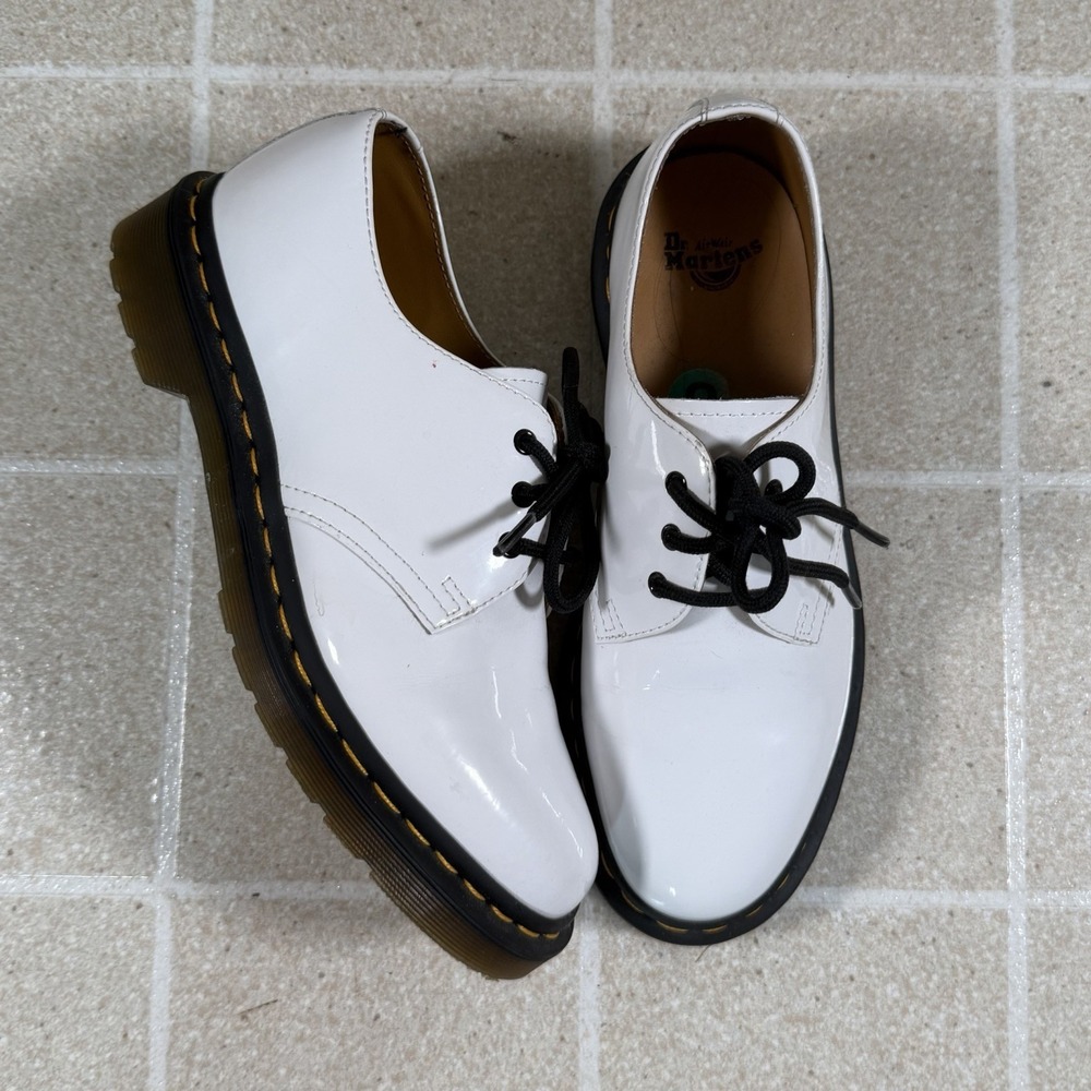 Dr. Martens 1461 Patent Leather Lamper White Oxford Women's Size 8